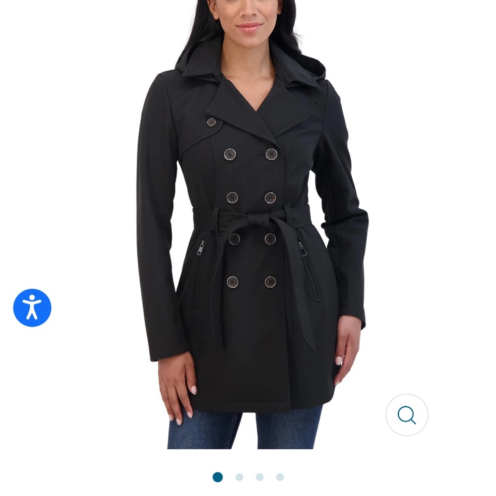 Sebby- Women's Black Double-Breasted Rain/Trench Coat